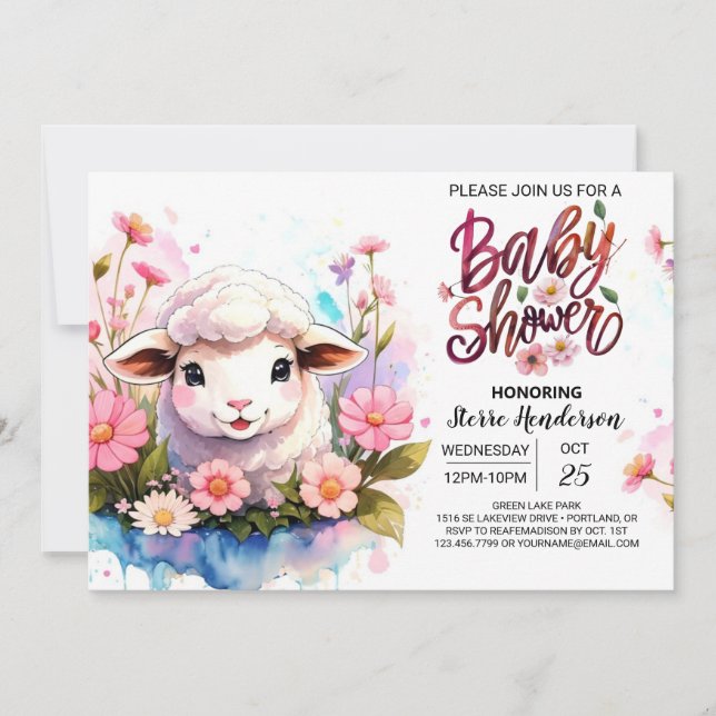 Enchanting Farmyard Friends Pink Girl Baby Shower Invitation (Front)