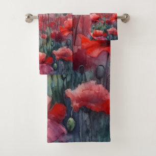 Enchanting Field of Poppies  Bath Towel Set