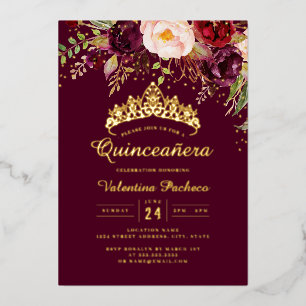 Enchanting Floral Burgundy Quinceanera