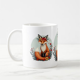 Enchanting Floral Fox Woodland Folk Art Coffee Mug