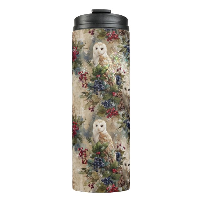 Enchanting Floral Owl Thermal Tumbler (Front)