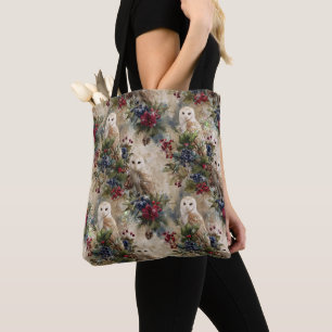Enchanting Floral Owl Tote Bag