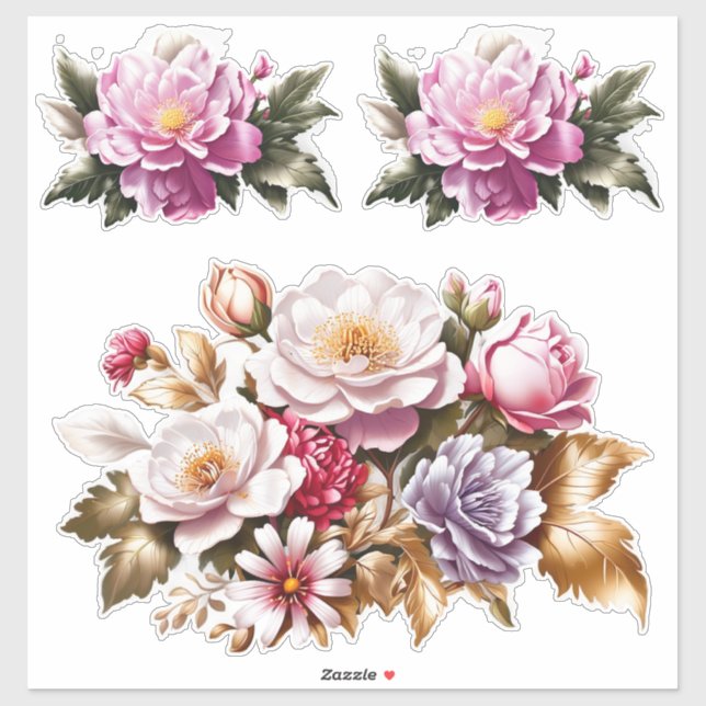 Enchanting Flowers Floral Vinyl Stickers Customise (Sheet)