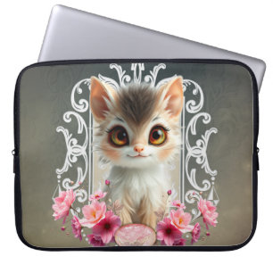 Enchanting, fluffy kitten laptop sleeve