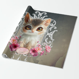 Enchanting, fluffy kitten wrapping paper