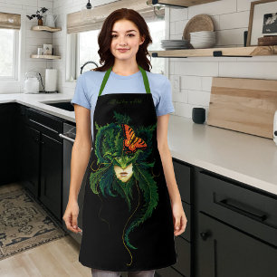 Enchanting Forest Dryad Woman Butterfly Fantasy Apron