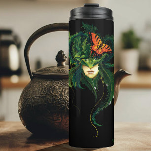 Enchanting Forest Dryad Woman Butterfly Fantasy Thermal Tumbler