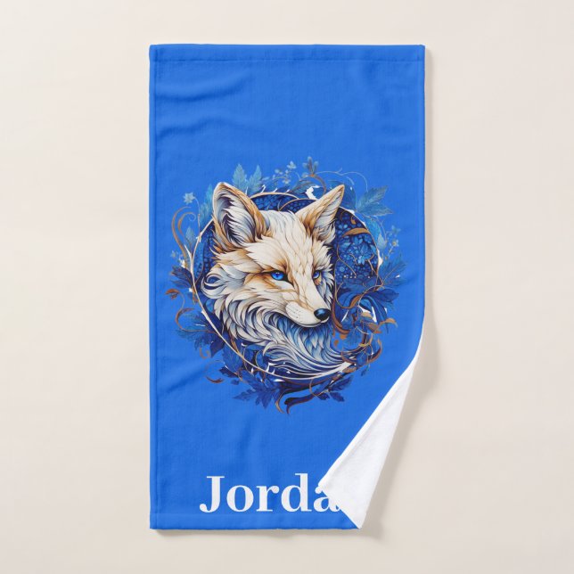 Enchanting Fox with Custom Name Bath Towel Set (Hand Towel)