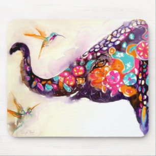 "Enchanting Friends" Hummingbird & Elephant Mouse Mat