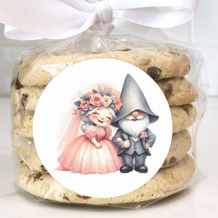 Enchanting Garden Gnome Romantic Fairytale Wedding Classic Round Sticker