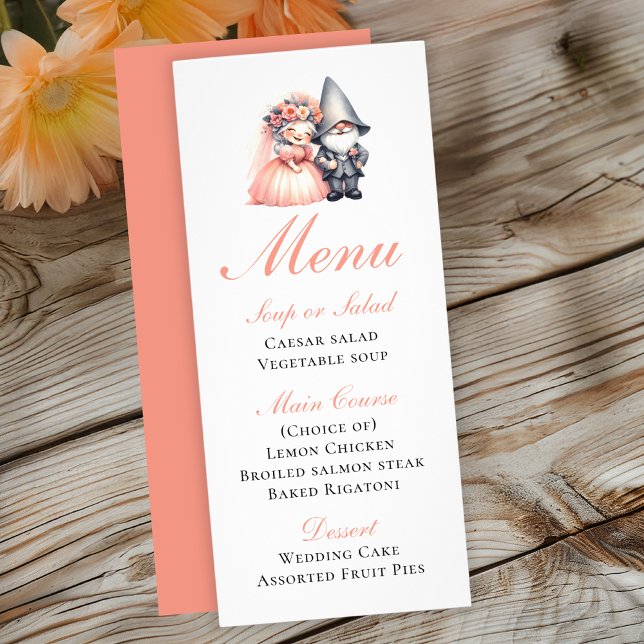 Enchanting Garden Gnome Rustic Orange Wedding Menu (Creator Uploaded)