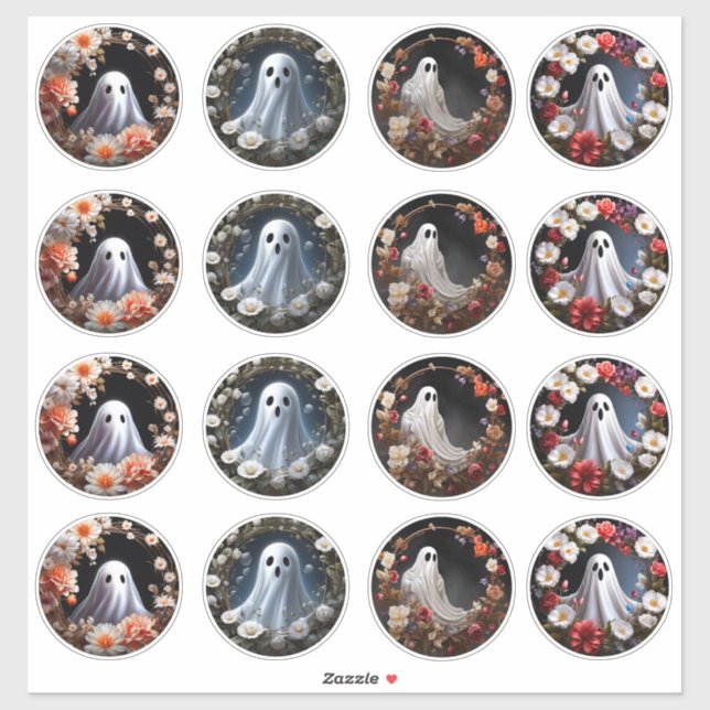 Enchanting Ghosts Flowers Vinyl Stickers Customise (Sheet)