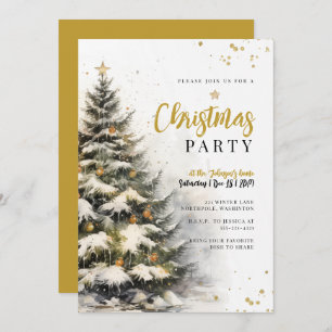 Enchanting Gilded Fir Christmas Invitation