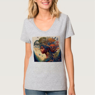 Enchanting Girl of the Wild: Nature and Spirit Art T-Shirt