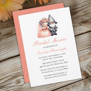 Enchanting Gnome Orange Woodland Bridal Shower Invitation