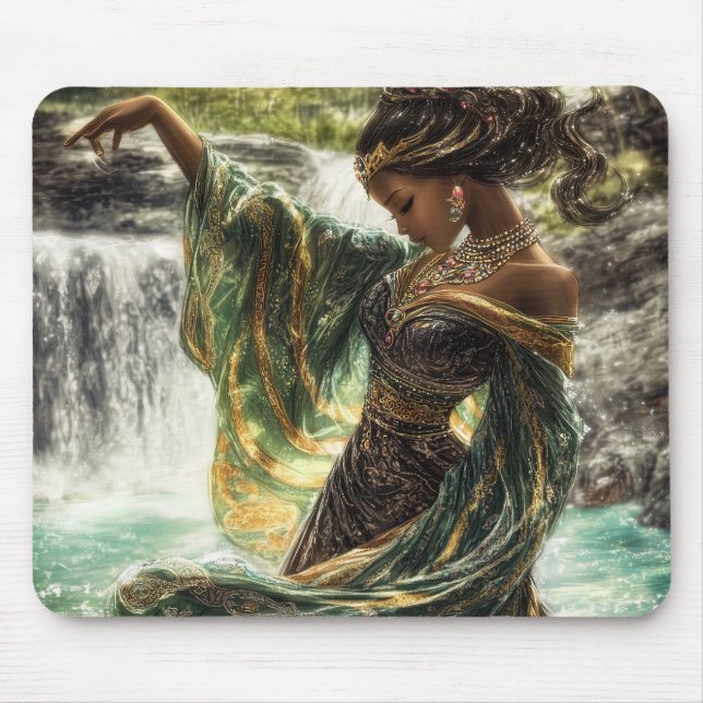Enchanting Goddess by a Magical Waterfall  Mouse Mat (Front)