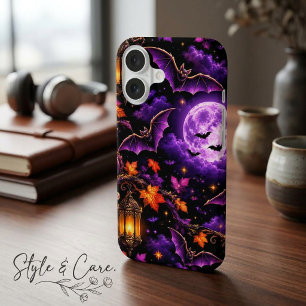 Enchanting Gothic Halloween Moonlit Night Pattern iPhone 16 Case