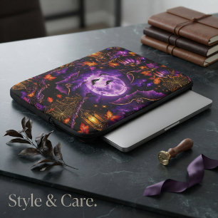 Enchanting Gothic Halloween Moonlit Night Pattern Laptop Sleeve
