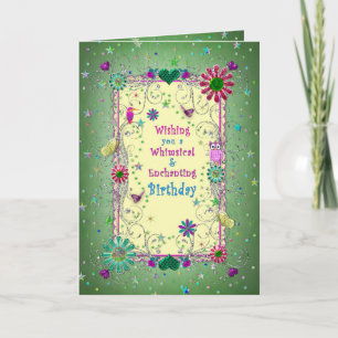 Enchanting Green/Yellow Birthday, Female Card