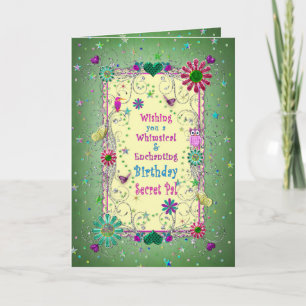 Enchanting Green/Yellow Birthday, Secret Pal Card