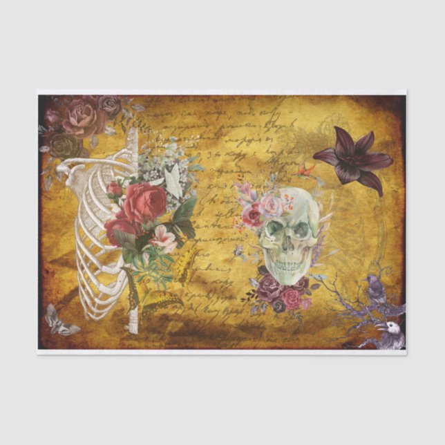 Enchanting Halloween Decoupage Paper: Dark Florals Tissue Paper (Front)