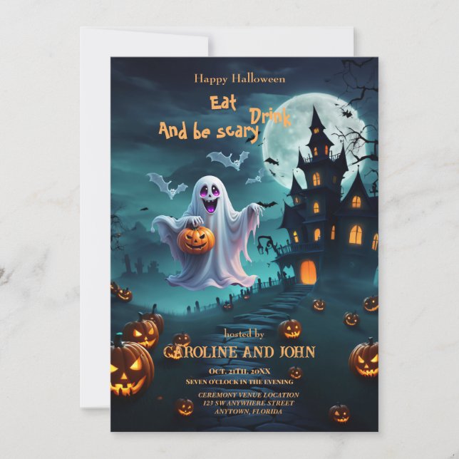 Enchanting Halloween design conveys.  Invitation (Front)
