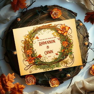 Enchanting Ivory, Orange Floral Druid Hill Wedding Guest Book