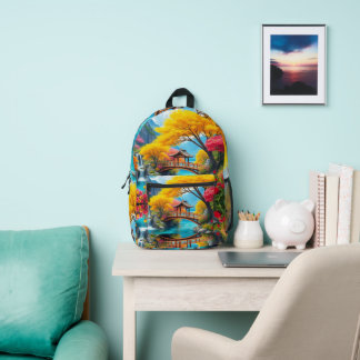 Enchanting Japanese Garden Art Kids Printed Backpack