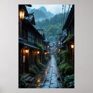 Enchanting Japanese Village Street Scene Poster