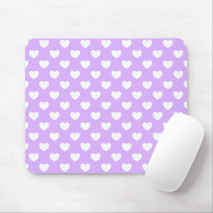 Enchanting Lavender And White Hearts Pattern Mouse Mat