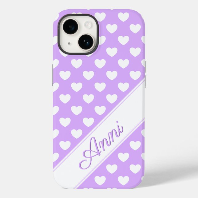 Enchanting Lavender, Custom Name Template, Hearts  Case-Mate iPhone Case (Back)