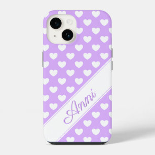 Enchanting Lavender, Custom Name Template, Hearts iPhone 14 Case