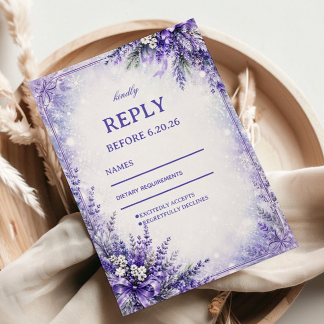 Enchanting Lavender Frosted Winter Harmony RSVP Card (Creator Uploaded)
