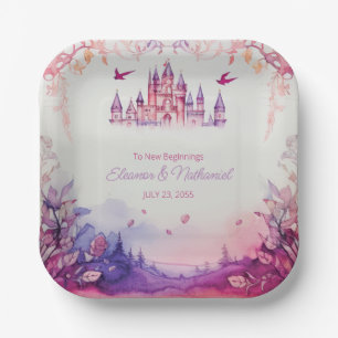 Enchanting Lavender Renaissance Castle Wedding Paper Plate