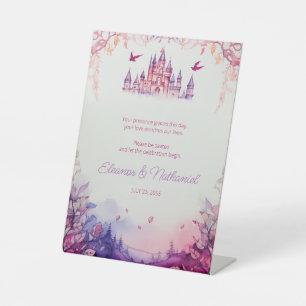 Enchanting Lavender Renaissance Castle Wedding Pedestal Sign