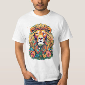 Enchanting Lion Bloom: Studio Ghibli-inspired 3D V T-Shirt
