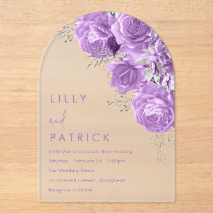 Enchanting Love Floral Wedding Arch Acrylic Invitations
