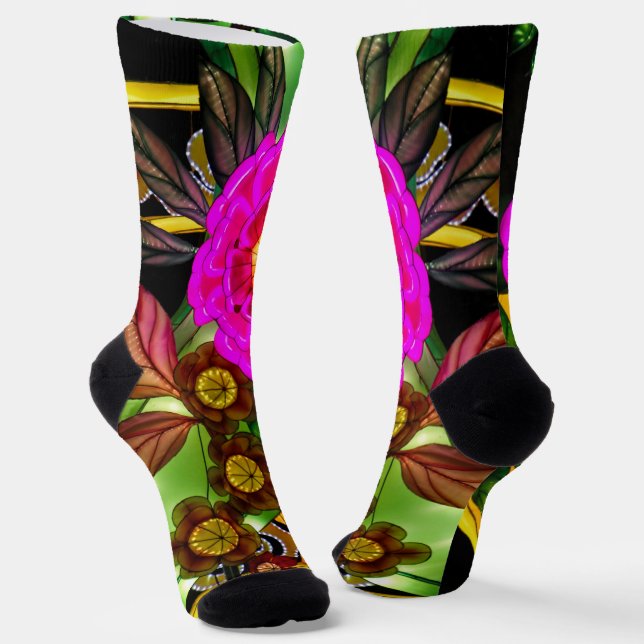 Enchanting Magenta & Gold  Socks (Angled)