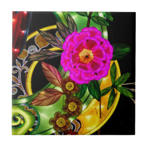 Enchanting Magenta & Gold Tile