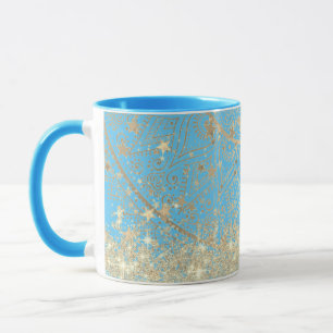 Enchanting Mandala with Gold Stars on Turquoise    Mug