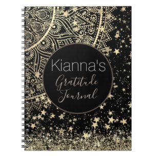 Enchanting Mandala with Gold Stars Personaized Notebook