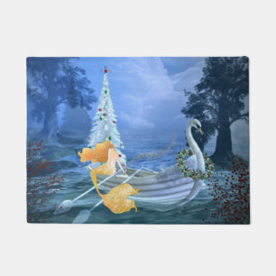 Enchanting Mermaid, Swan Boat and Christmas Tree Doormat