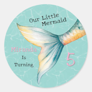Enchanting Mermaid Tail Girl Birthday Party Classic Round Sticker