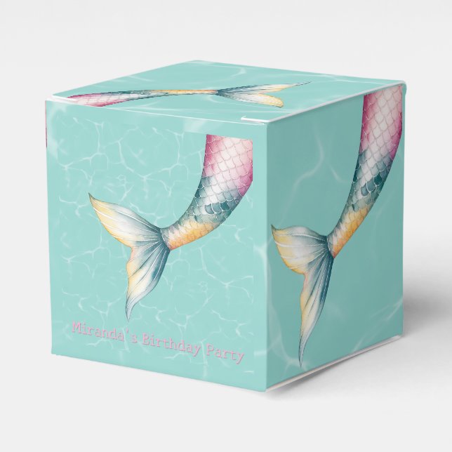 Enchanting Mermaid Tail Girl Birthday Party Favour Box (Front Side)