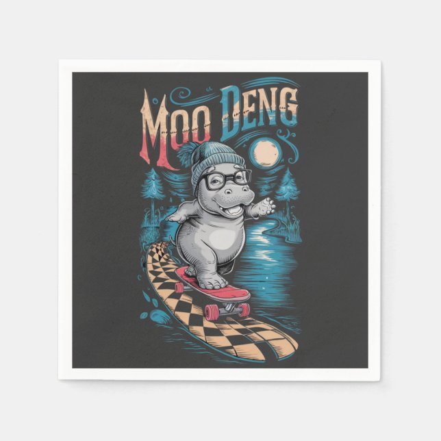 Enchanting Moo Deng Hippo Napkin (Front)