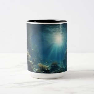 Enchanting Moonlit Underwater Kelp Forest Art Gl Two-Tone Coffee Mug