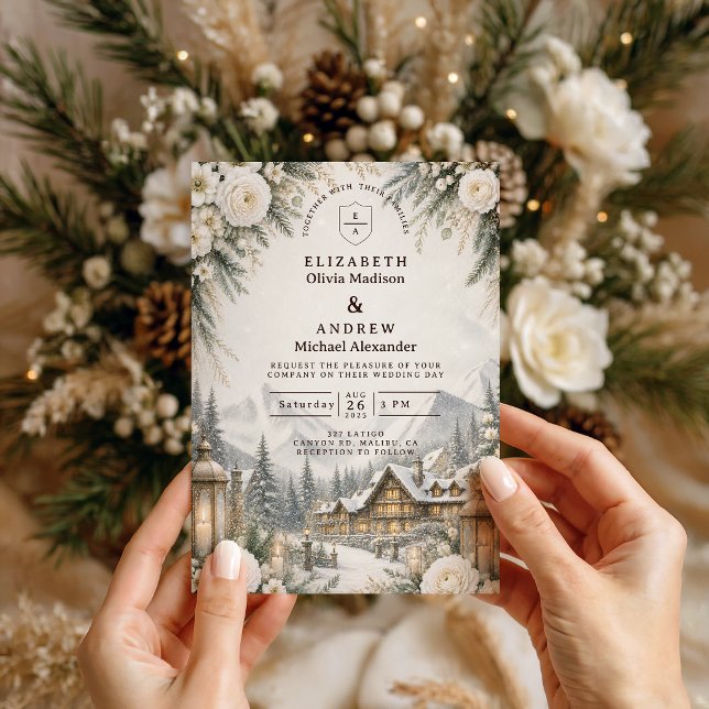 Enchanting Mountain Winter Wedding Invitation (Creator Uploaded)