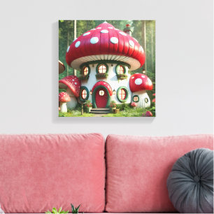 Enchanting Mushroom House - Whimsical Fairytale  Canvas Print