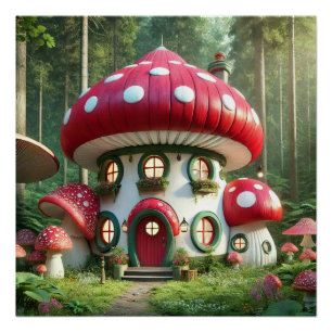 Enchanting Mushroom House - Whimsical Fairytale  Poster
