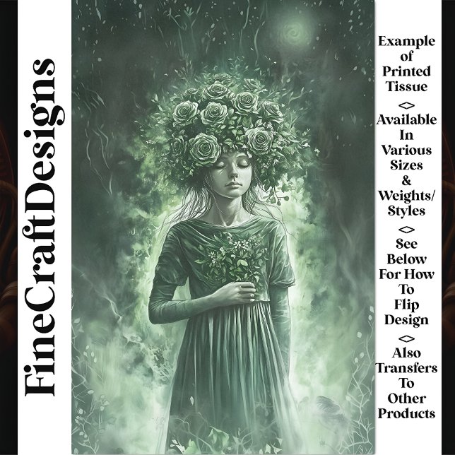 Enchanting Nature Girl In Rose Crown U9 Decoupage Tissue Paper (Creator Uploaded)